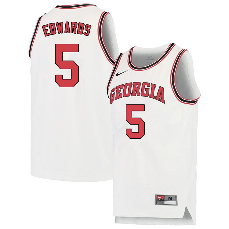 Men #5 Anthony Edwards Georgina Bulldogs College Basketball Jerseys Sale-White - Click Image to Close